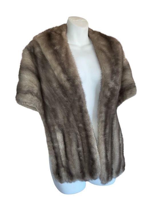 PLYMOUTH FURS Accessories - Plymouth Furs Women's OS, Mink Fur Stole Cape, Taupe Brown Grey. Pristine!